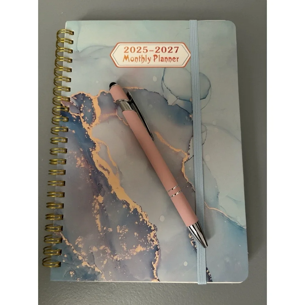 Planner Book 2025-2027‎ abstract cover weekly  planner calendar with pen